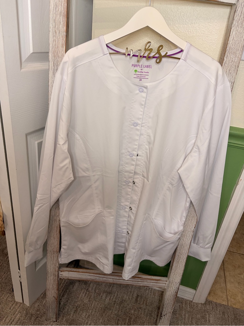 🩺 Healing Hands Purple Label White Scrub Jacket 2X
